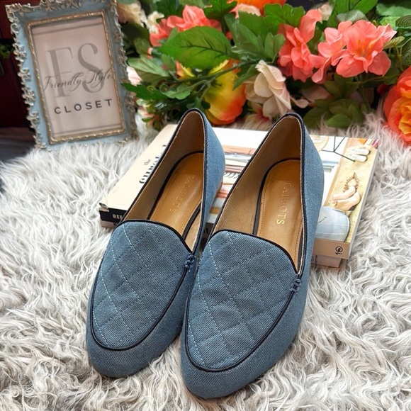 Talbots Ryan Blue Denim Quilted Loafers, 8 - Picture 2 of 8